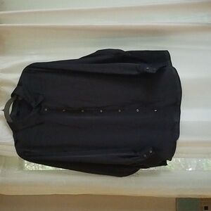 TTahari satin blouse tickets still on never worn. Midnight blue long sleeve.